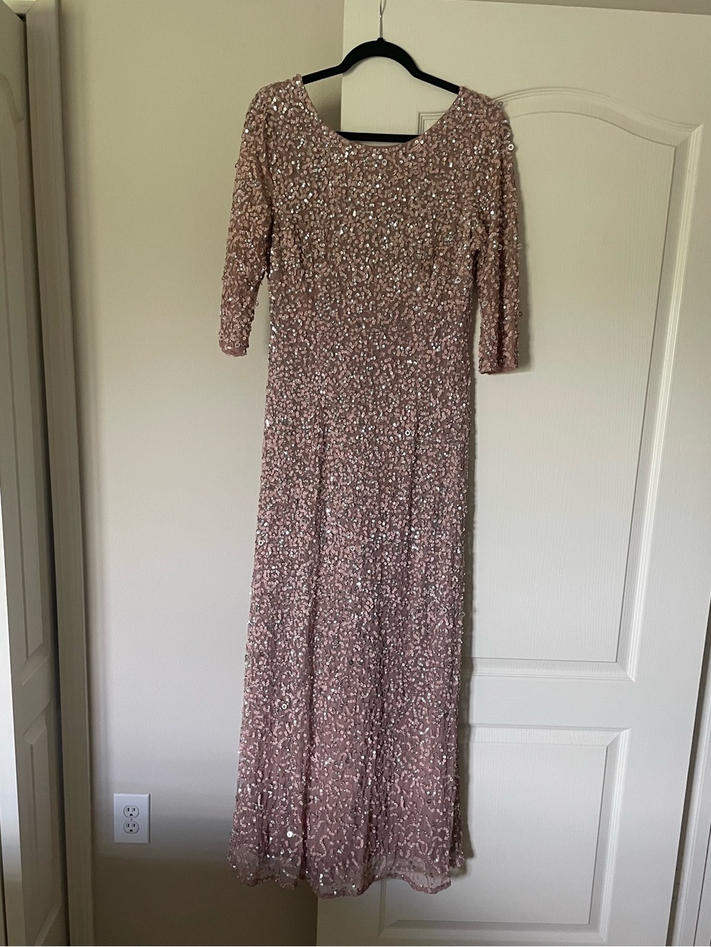 Adrianna Papell Sequin Evening Gown - Blush Pink